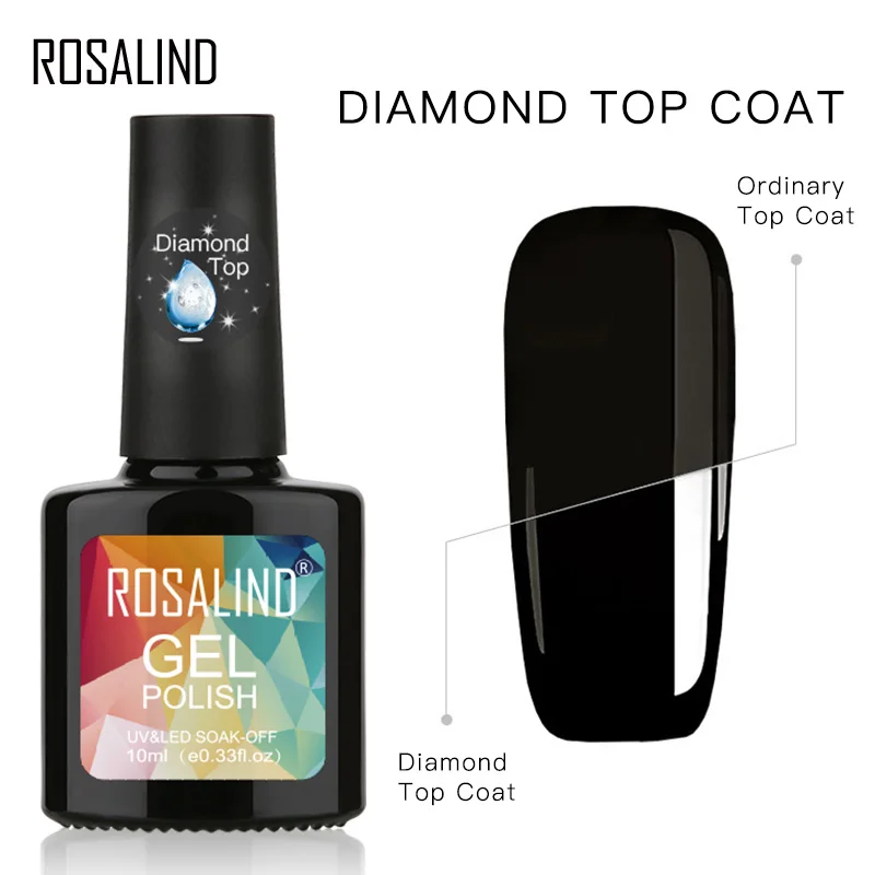 

ROSALIND Gel Polish Diamond Nail Top Coat All For Manicure Matte Top Nails Fundation Base Primer 10ml Gel Varnishes Nail Art