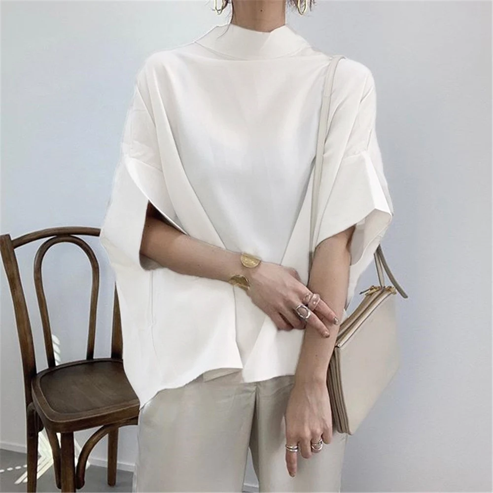 

Japaness Elegant Office Lady Work Tops Sweet Lace Up Casual Tshirt Koren 2021 Women Flare Sleeve Loose Gray Tops Long T-Shirt