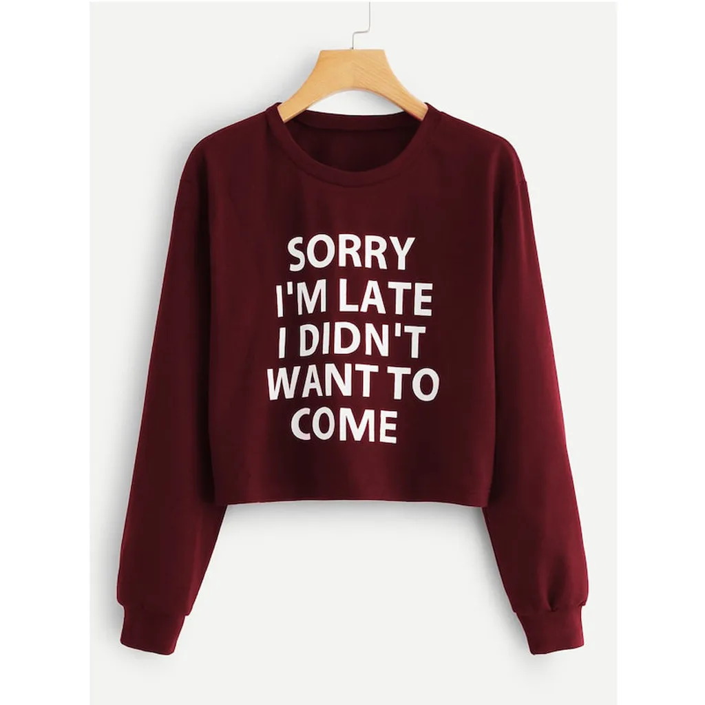 Женская толстовка с О образным вырезом блузки длинными рукавами и надписями