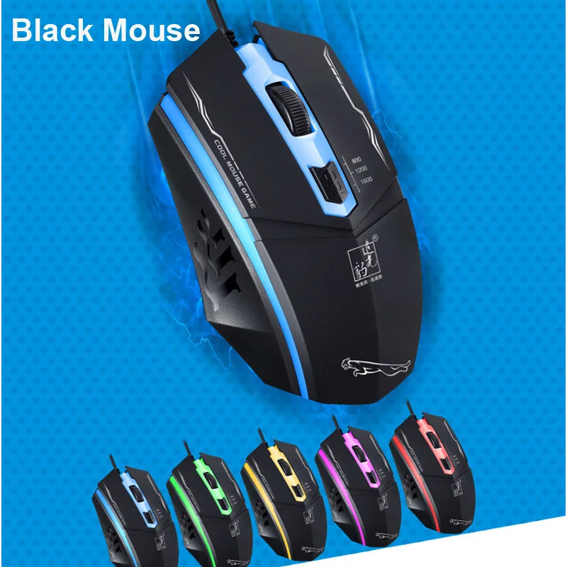 Black Gaming Mouse Проводная игровая клавиатура мышь combo USB мыши гибкий полихроматический светодиодный свет компьютерная Механическая Подсветка - Цвет: Black Gaming Mouse
