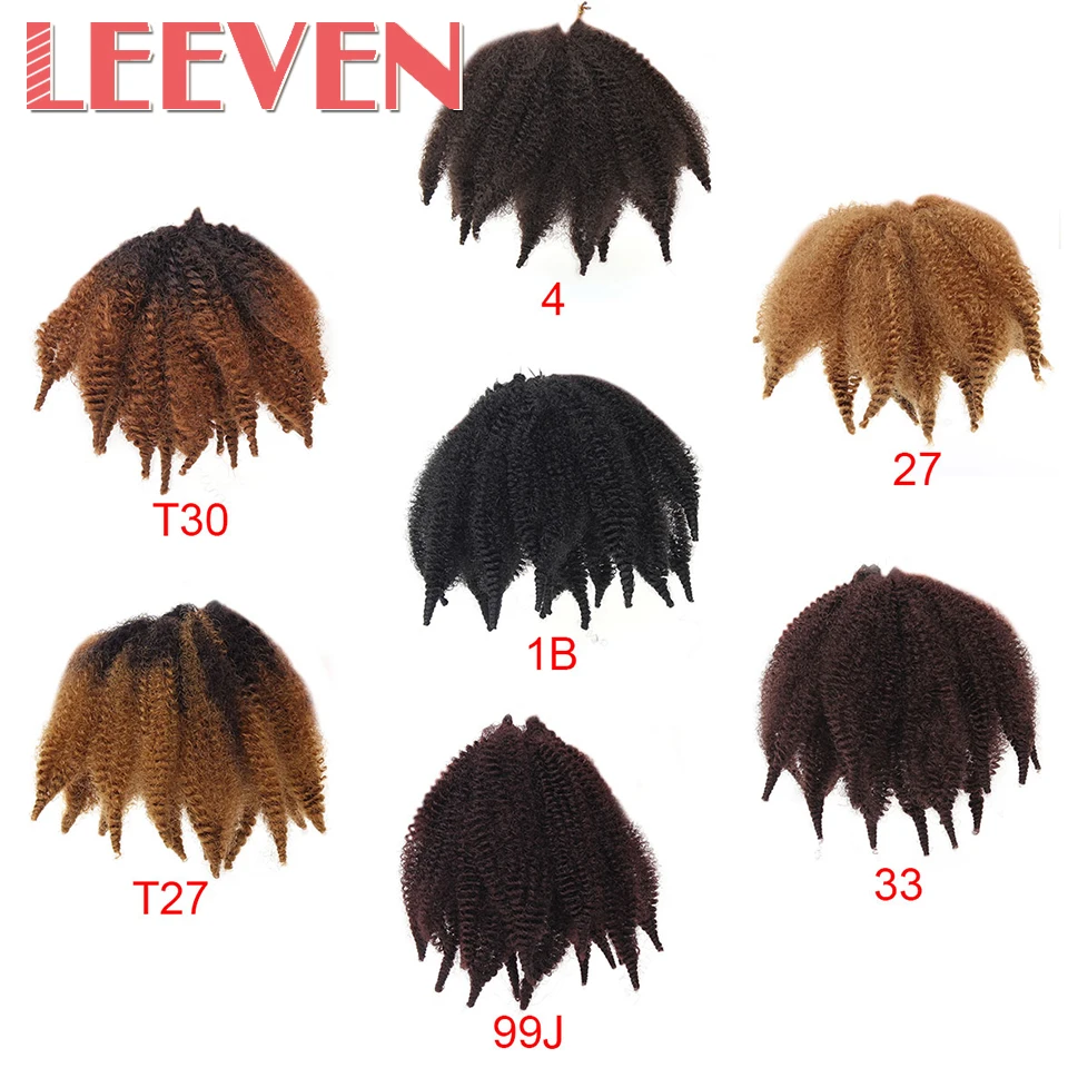 Leeven 8 дюймов Marley косы мягкие афро кудрявые вьющиеся волосы синтетические вязаные