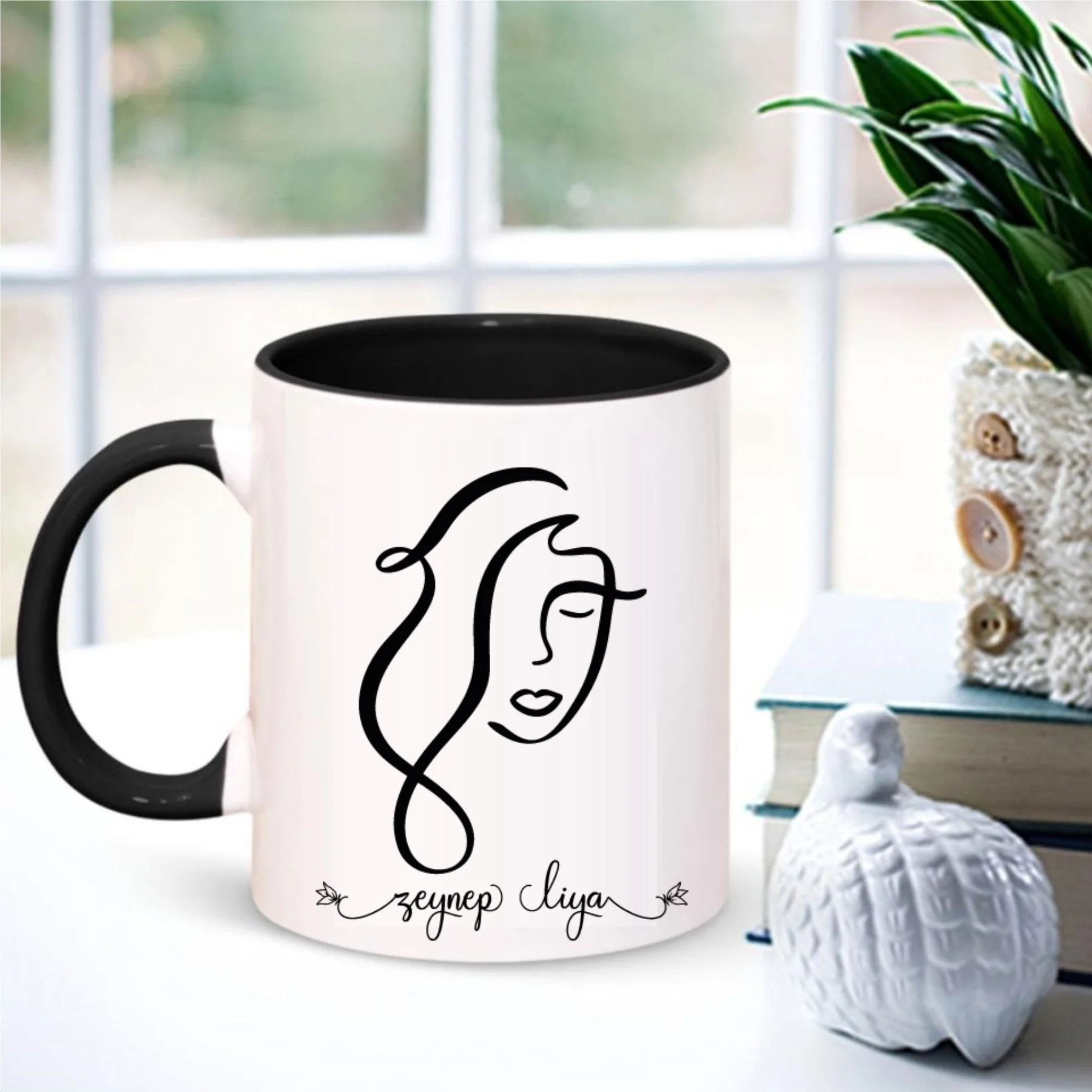 

Personalized Abstract Faces In and Pull Black Mug-7