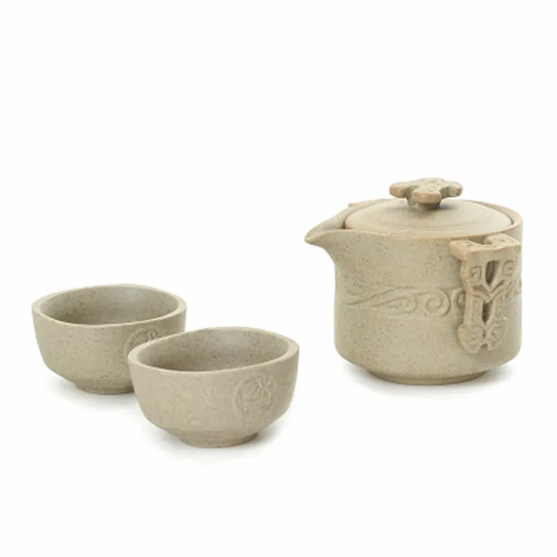 Керамический чайник портативный дорожный чайный набор портативная чайная посуда 1 горшок 2 чашки Китайский
