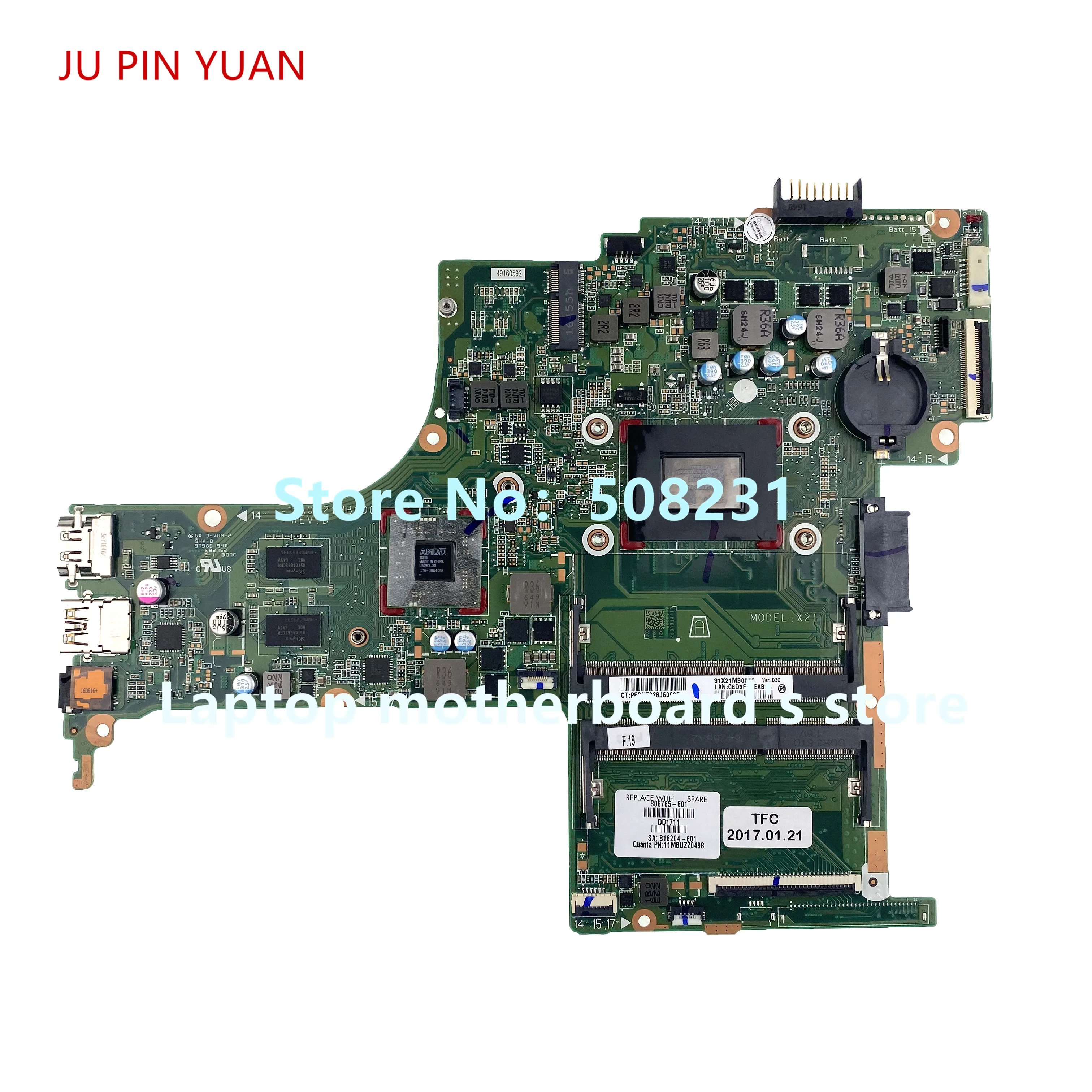 Ju pin yuan 806765-601 806765-501 806765-001  hp Pavilion 14-AB     DA0X21MB6D0 A10-8700P 100%  