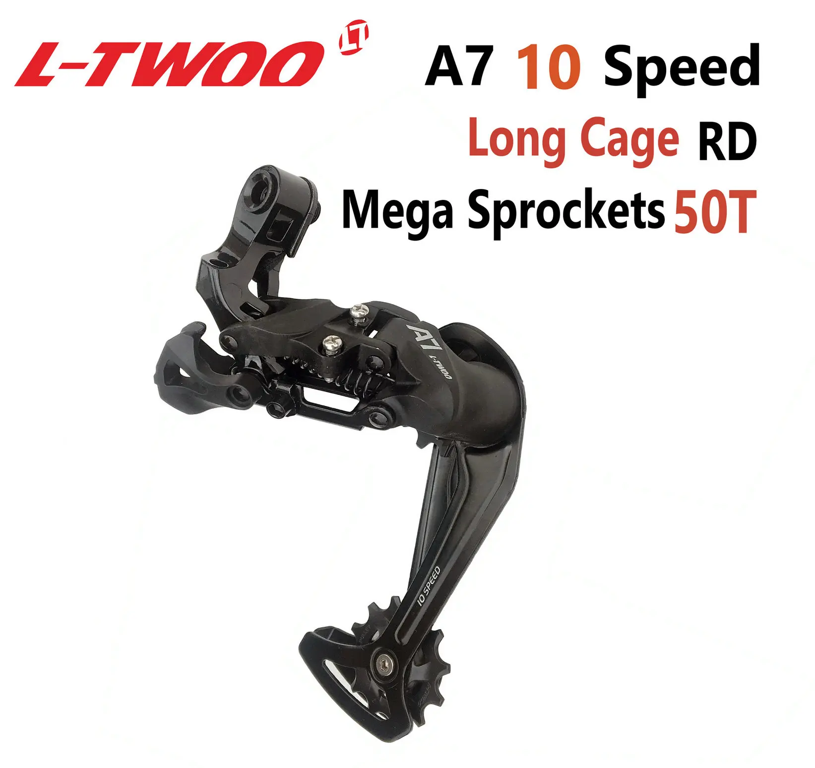 Rear Derailleur Long LTWOO велосипед A7 1x10 группа набор триггерный переключатель передач рычаг+ задний переключатель для MTB велосипеда 10-скоростные кассетные звездочки 42T 46T 50T - Цвет: Rear Derailleur Long