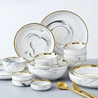 nordic marble porcelain bowl and cutlery set in porcelain