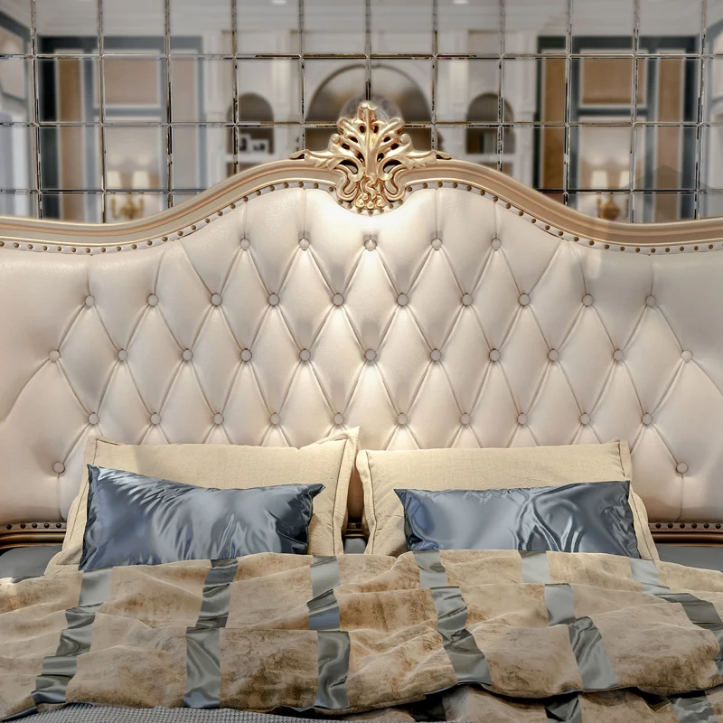 Двуспальная кровать в европейском стиле из кожи 1 8 м|Кровати| |