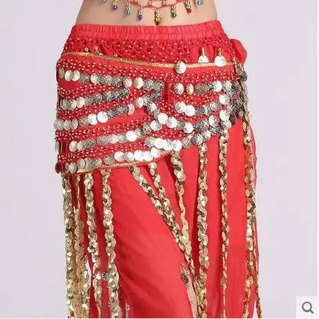 Костюмы для танца живота старший шифон кисточкой золотые монеты пояса женщин