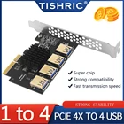 Улучшенная PCI Express Райзер-карта TISHRIC, Райзер с усилением, PCIE от 1 до 4, USB 3,0, PCI-E от 1X до 16X, адаптер Райзер для майнинга видеокарт