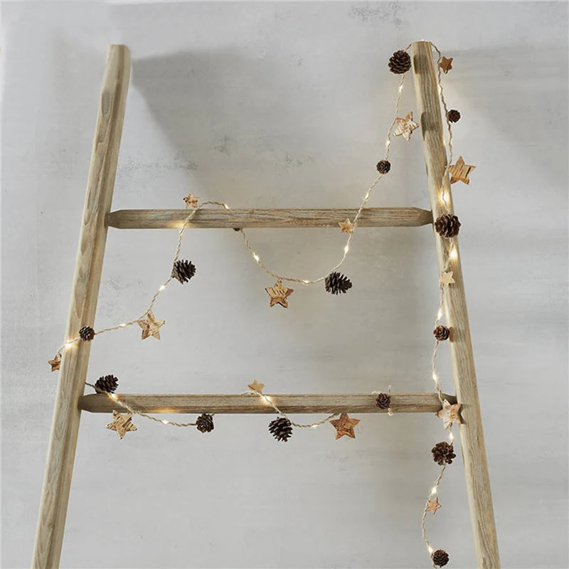 Рождественские гирлянды из сосновых конусов праздничные светодиодные домашний