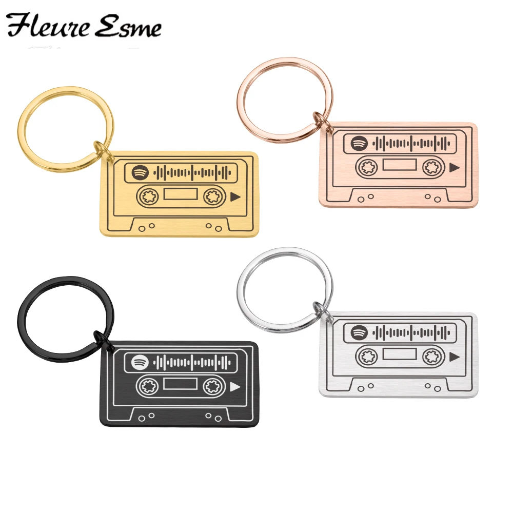 

Spotify Keychain for Women Men Personalized Scan Code Music Key Chain Designer Keyring Custom Engrave Jewelry Gift