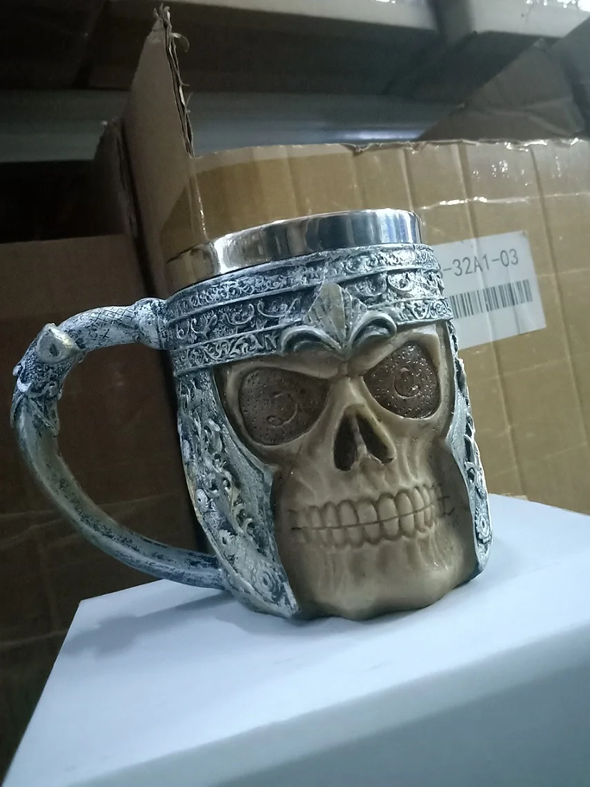 1 450 мл 3D череп Рог рыцарь крутая чашка из нержавеющей стали кофейные чашки и кружки кофейные кружки подарки на Хэллоуин Бар чашка питьевой стакан - Цвет: 1
