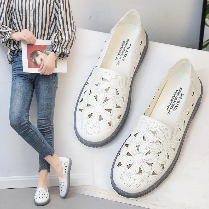 Женские Летние удобные дышащие туфли на плоской подошве повседневные без запаха