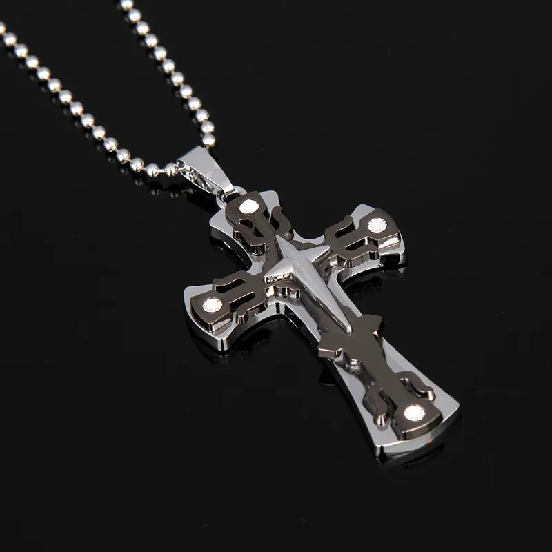 Новое модное ожерелье с большим крестом для мужчин креативное трехслойное
