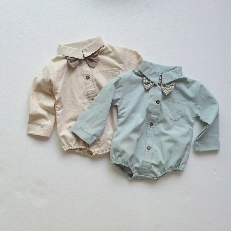 

Gentleman Infant Baby Boy Romper Newborn Formal Shirt Toddler Wedding Party Clothes Boys Bodysuit Jumpsuit Baby Birthday Clothes