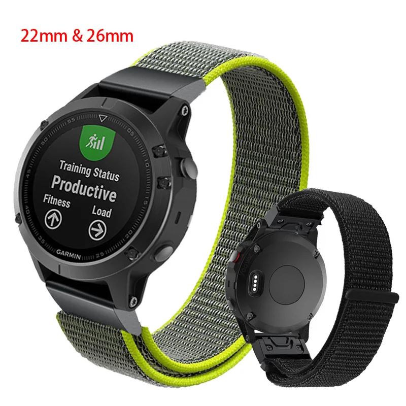 22 мм 26 мм быстросъемный нейлоновый ремешок на липучке для Garmin Fenix 3/Fenix 3 HR/Fenix 5 5X forerunner935/945 ремешок для наручных часов
