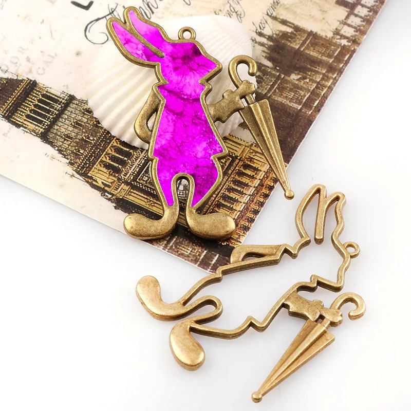 Новый Винтажный кролик и зонт античная бронза фотоаксессуары для ювелирных