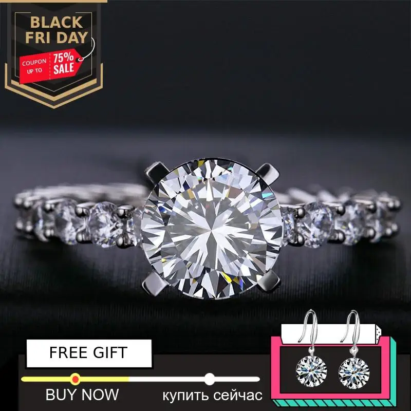 9*9mm round cut Diamond Ring not fake S925 sterling silver fine wedding proposal citrine sapphire amethyst ruby coloured diamond