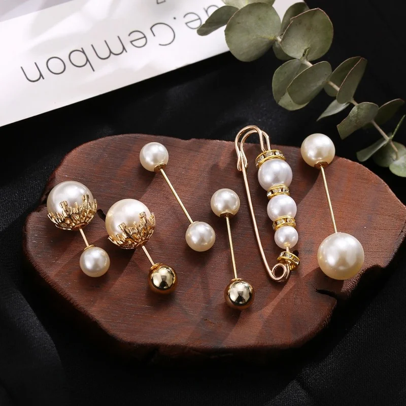 

2023cute Jeweler Gothic AccessoriesVintage Brooch Set 6-Piece Creative Simple Temperament Pearl Brooch For Women Korean Fashion