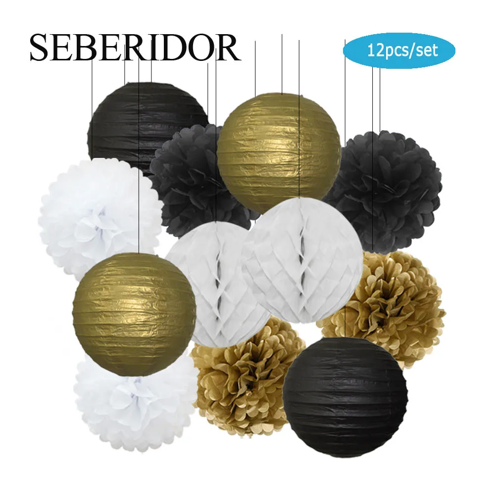 Рождественский Хэллоуин праздничный золотой серебряный круглый бумажный шар