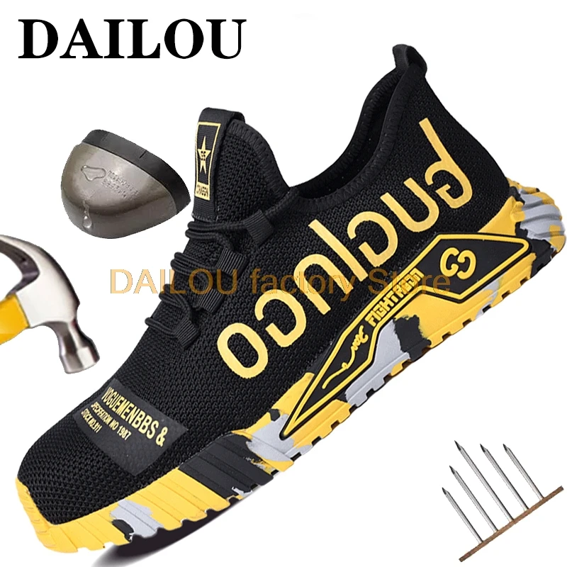 

Модная защитная обувь со стальным носком, рабочие кроссовки, мужская прочная рабочая обувь, непрокалываемые рабочие ботинки, защитная обув...