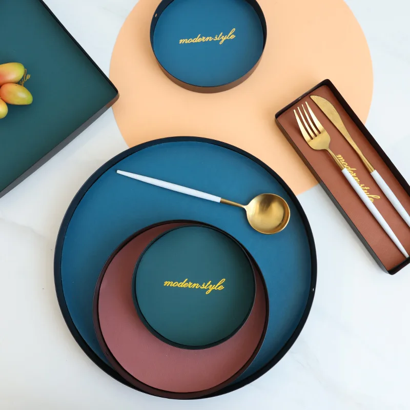 Кожаный железный лоток для хранения ювелирных изделий Витрина коробка закусок