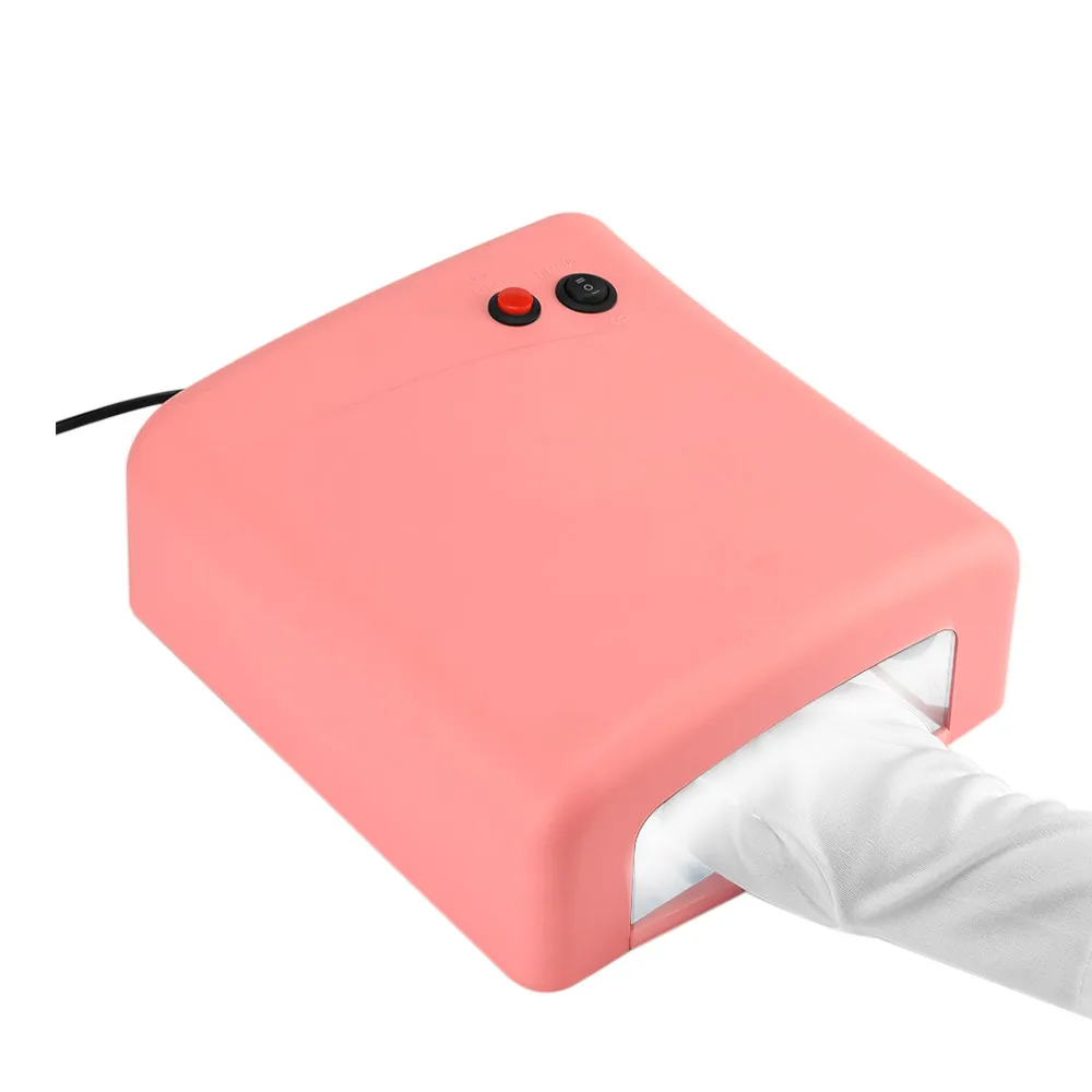 Pink СВЕТОДИОДНЫЙ УФ-лампа Lampara лампе, искусственные ногти для лака для ногтей, сушилка быстрая Гель-лак белый светильник ногти гели маникюр, машинка для маникюра, кнопка ногтей, для маникюра - Color: Pink