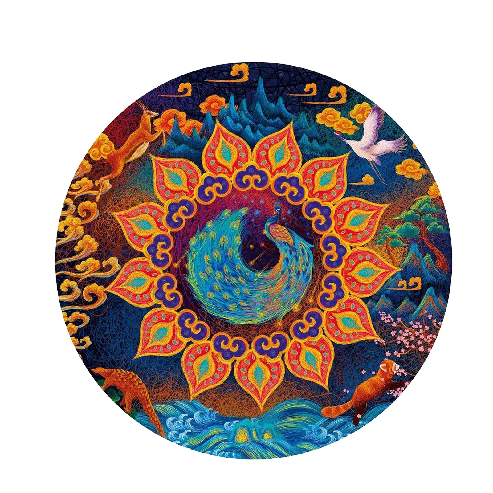 

Round Jigsaw Puzzle 1000 Piece For Adults -Exquisite Peacock Flower Jigsaw Puzzles- Circular Jigsaw Puzzles Cool And Challenge