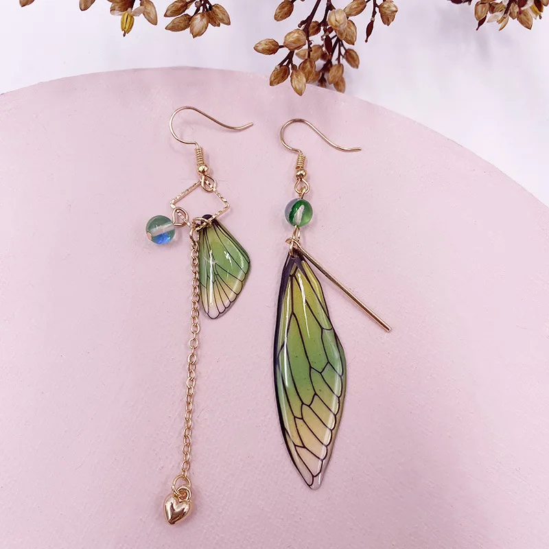 

FDLK Fashion Colorful Asymmetric Dangle Earring Newest Butterfly Dragonfly Wings Earrings for Women