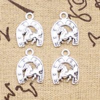 charm for making jewelry pendants antique silver color horse shoe horse 23x17mm 5pcs