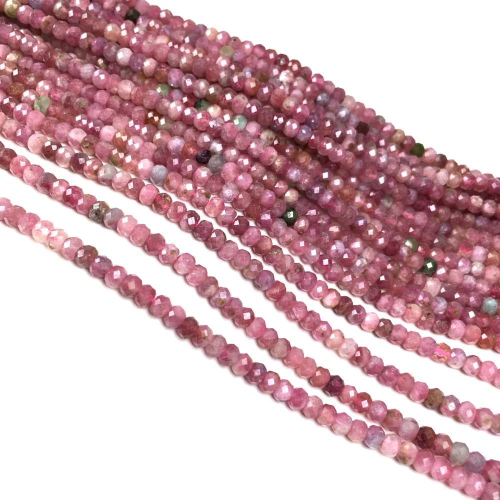 Граненый красный турмалин из натурального камня маленькие бусины с отверстием