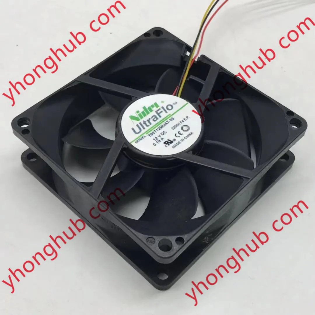 3-проводной серверный Вентилятор охлаждения Nidec T80T12MUA7-53 DC 12V 0.19A 80x80x25 мм