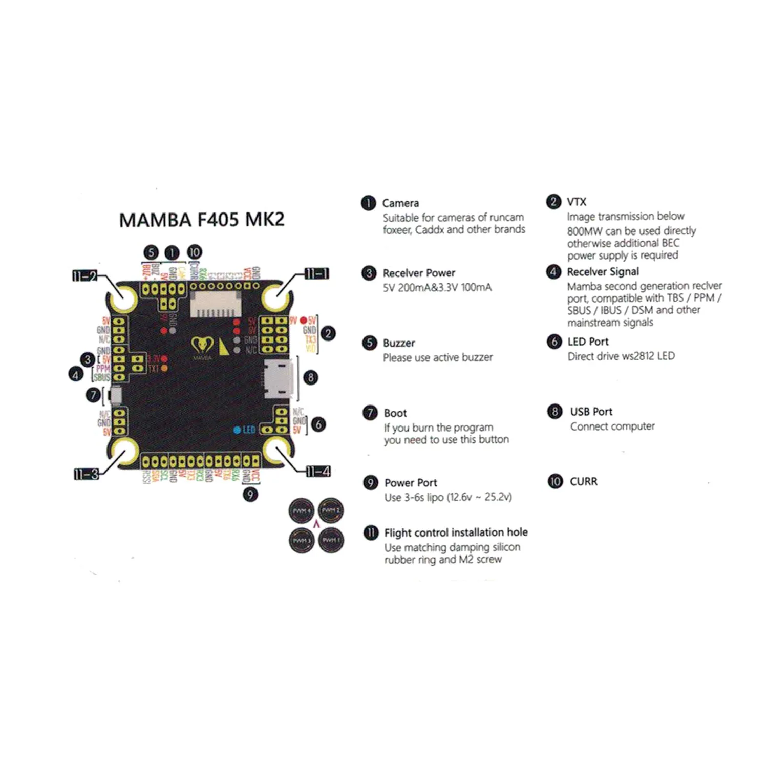 Контроллер полета Diatone Mamba F405 Betaflight STM32 MPU6000 OSD встроенный 5 В/2 А BEC 3-6S для