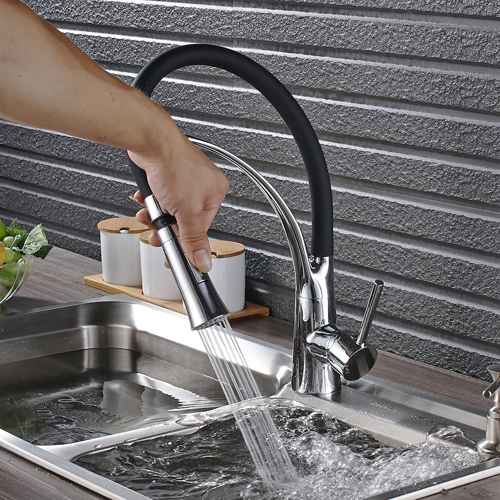 Хромированный кухонный кран для раковины поворотный кухни горячей и холодной