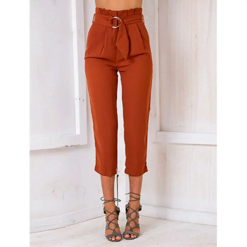 Женские Ретро брюки-Палаццо с поясом и высокой талией женские повседневные брюки
