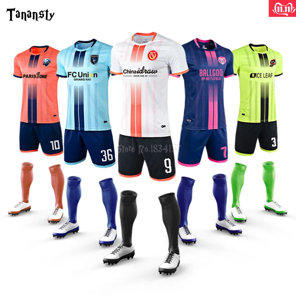 

Men Soccer jerseys custom football jerseys soccer youth adult football uniforms set suit 2020 New Big Size DIY