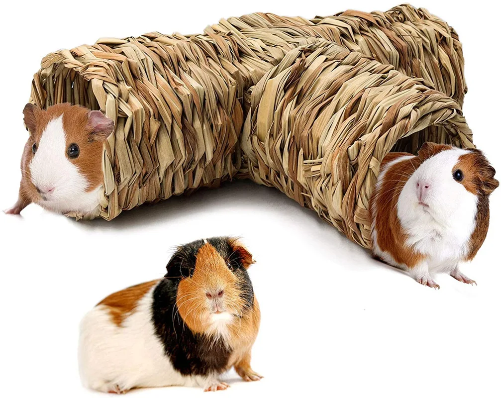foldable woven grass pet rabbit hamster guinea pig cage nests house chew toy mj72811 free global shipping