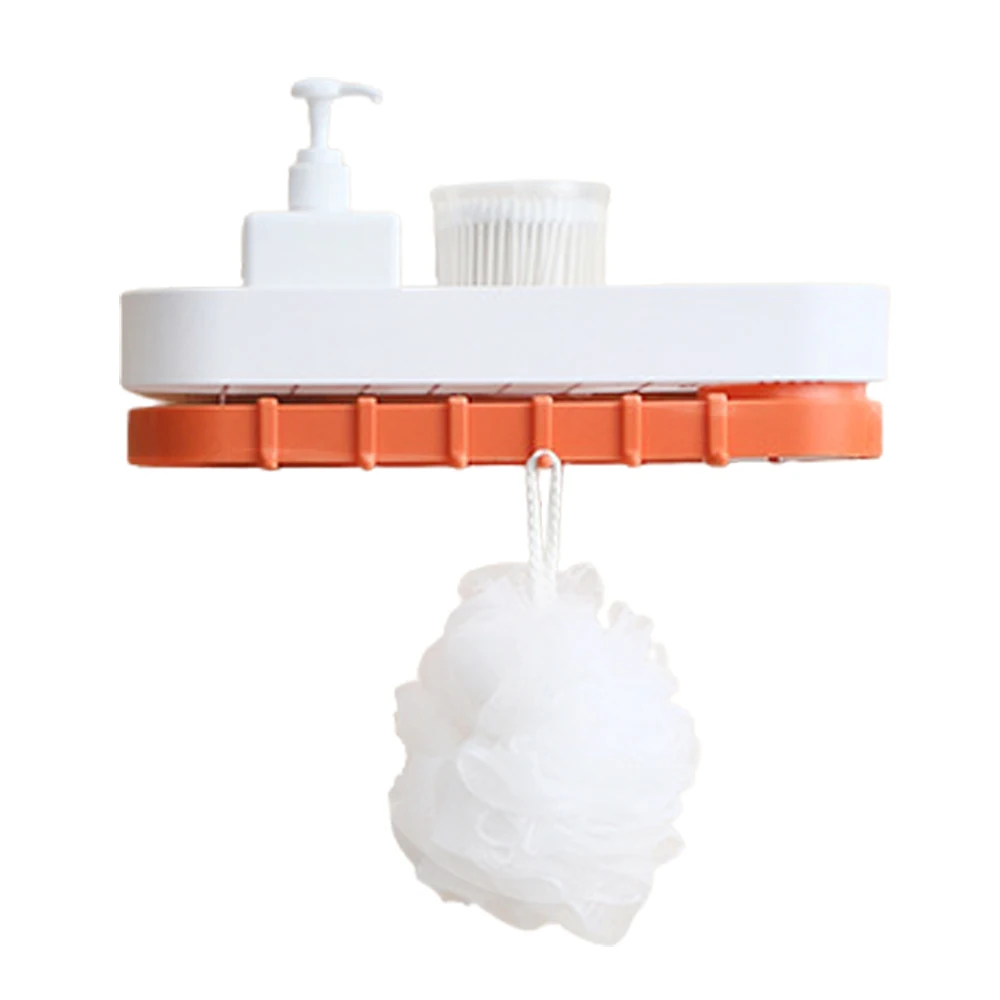 

HPDEAR Expandable Bathroom Storage Shelf with Hooks, 360 Degree Rotation Adhesive Shower Caddy Wall Mounted Kitchen Organizer