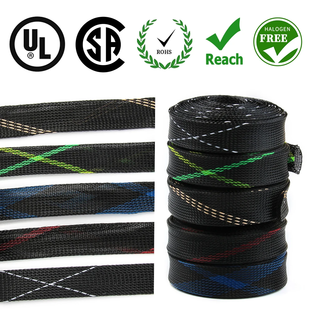 

Dropship 5M 10M 50M 10mm PET Expandable Braided Cable Sleeve Wire Protecting Nylon Insulation Sheathing Braided Sleeves