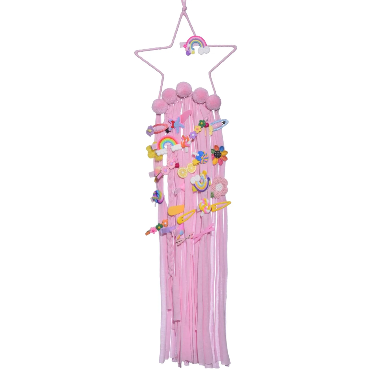 

Tassel Star Wall Hanging Dream Catcher Decor Hair Bows Storage Belt For Girls Hair Clip Barrette Hairband Organizer Qualified