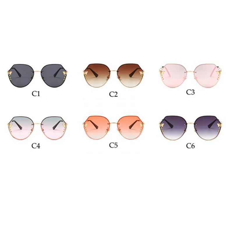 Поддельные Роскошные брендовые большие металлические пчелы солнцезащитные очки