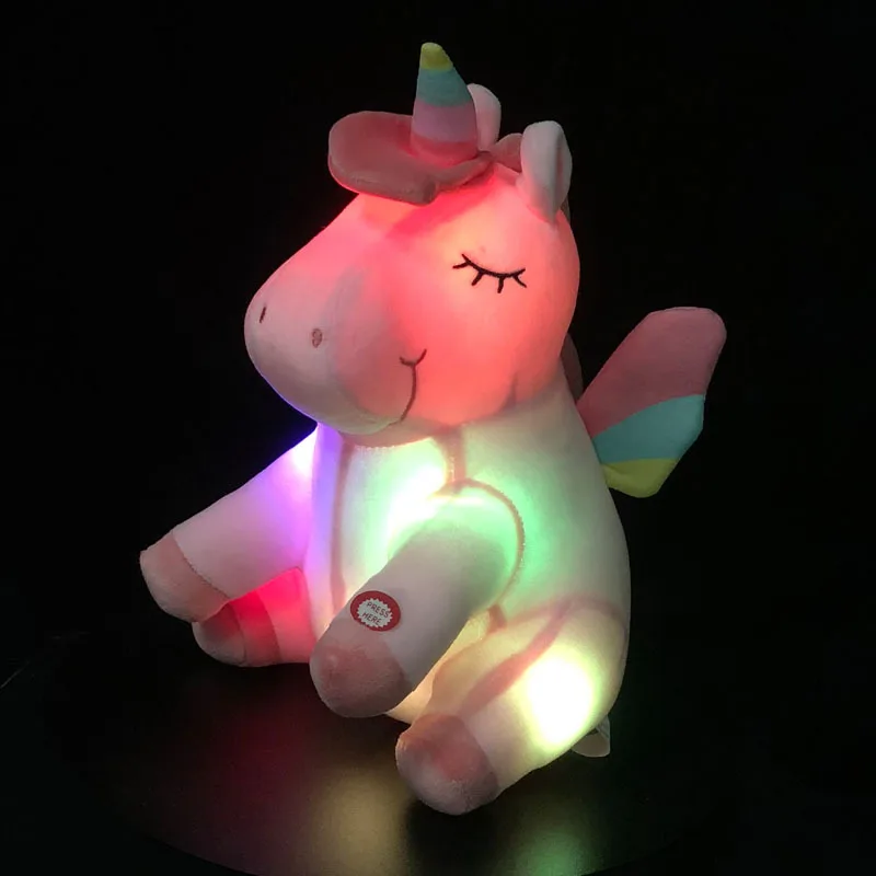 Peluche de unicornio LED de 30cm para niños, luz de felpa, animales de peluche, muñeco suave, regalos de cumpleaños, de navidad, 1 unidad