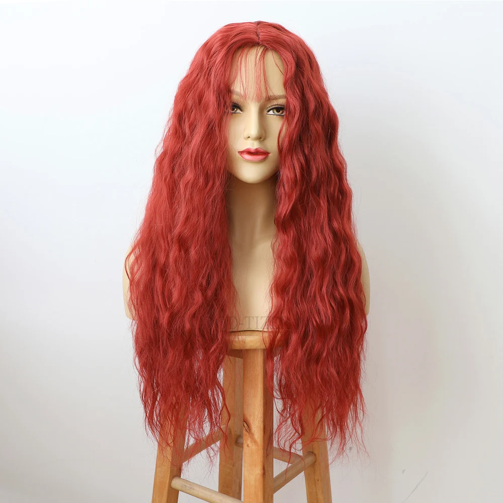 QD-Tizer Red Hair Long Wigs Loose Curl Hair Wig Heat Resistant Fiber Synthetic Hair Wigs Women Natural Hair Wig Free Shipping