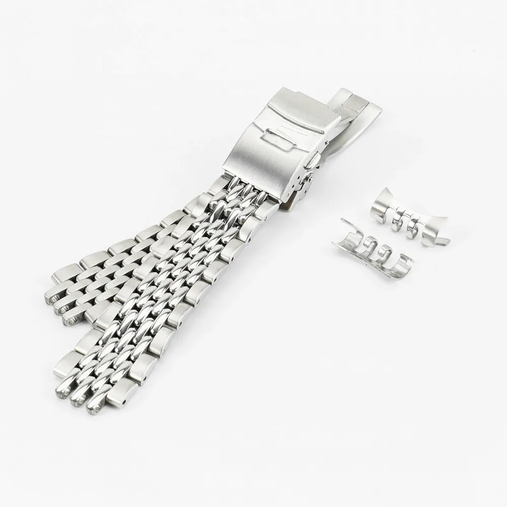 20mm 22mm Stainless steel Curved End  Bead of Rice Watch Band Strap Fit For SKX 007 Watch