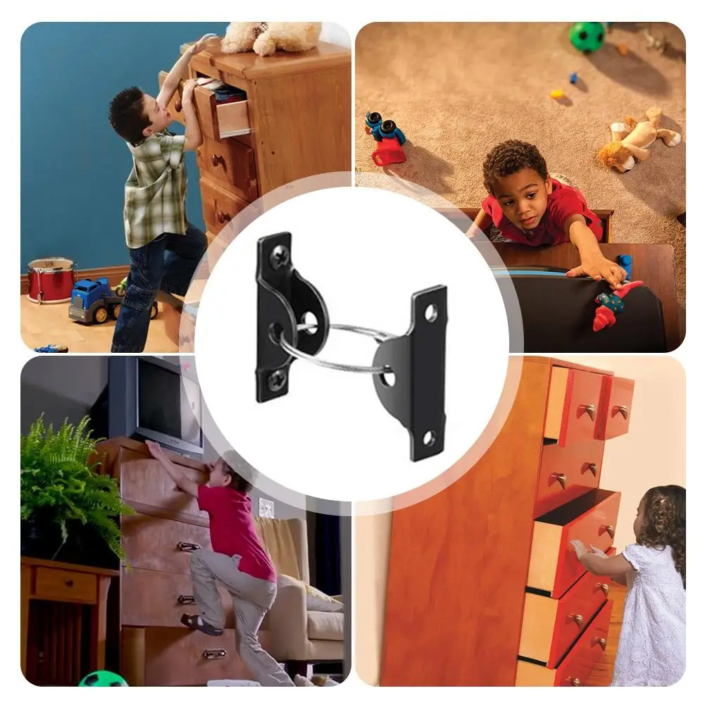 

6 Sets Furniture Anchors Anti-tip Wall Anchor Kit Metal Anti-falling Safety Device Secure Straps Hardware Accessories