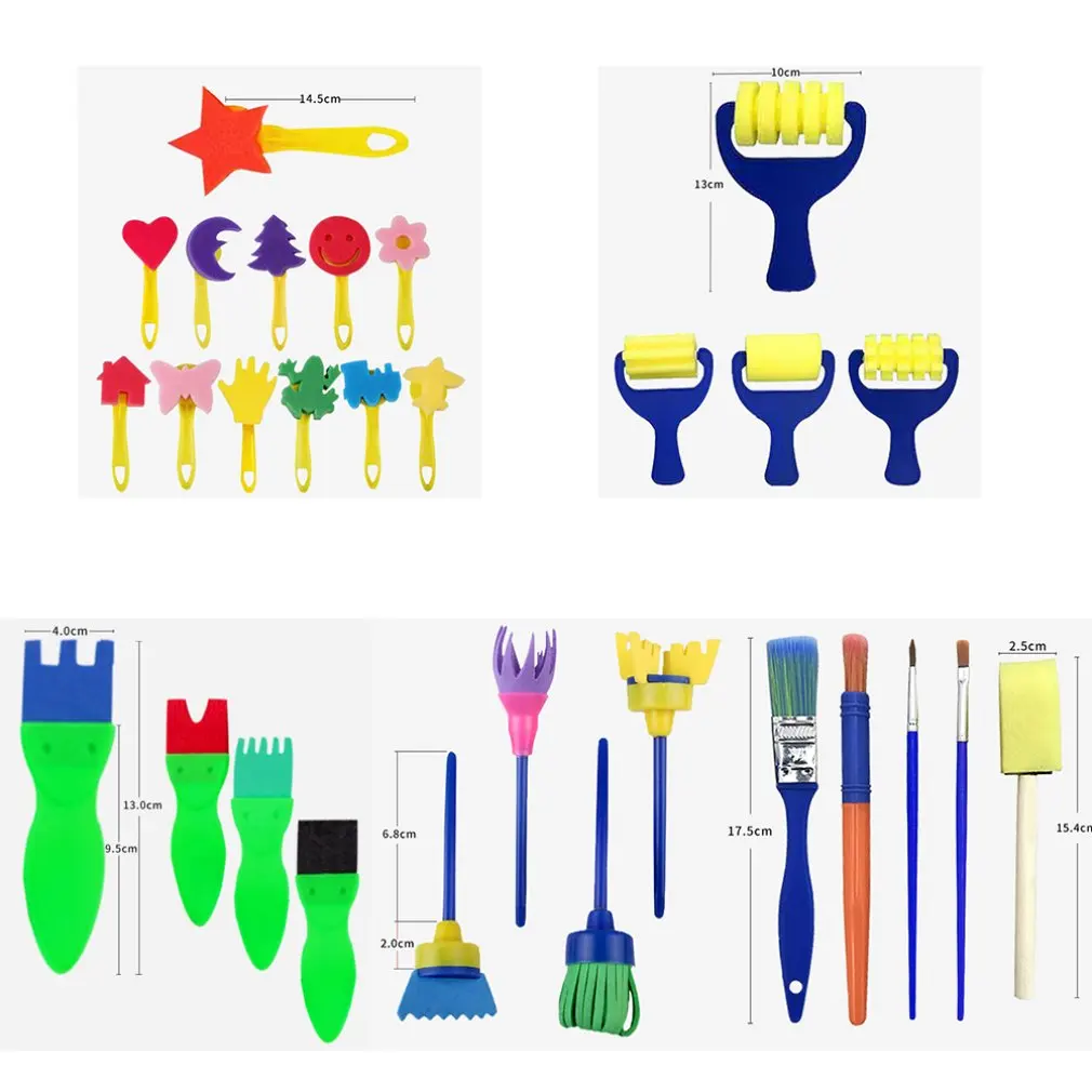 

DIY Kids Painting Foam Sponge Brush Sculpture Clay Apron Moulds Tools Kit Kids Early Art Education Learning Drawing Toy Gift