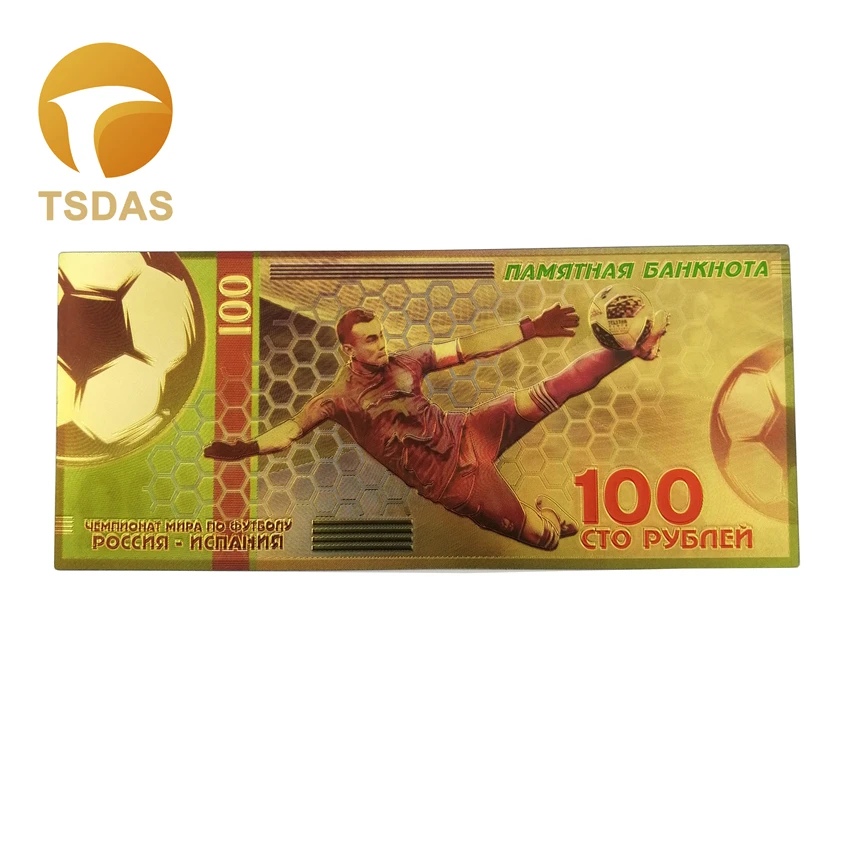 Цветные русские банкноты 100 рублей в 24k позолоченные сувениры для футбольных