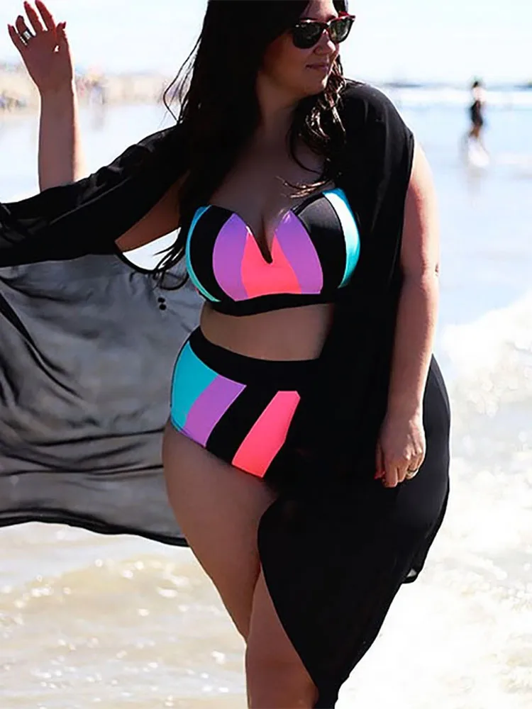 Женская Сексуальная Холтер большого размера плюс пляжная одежда бикини для