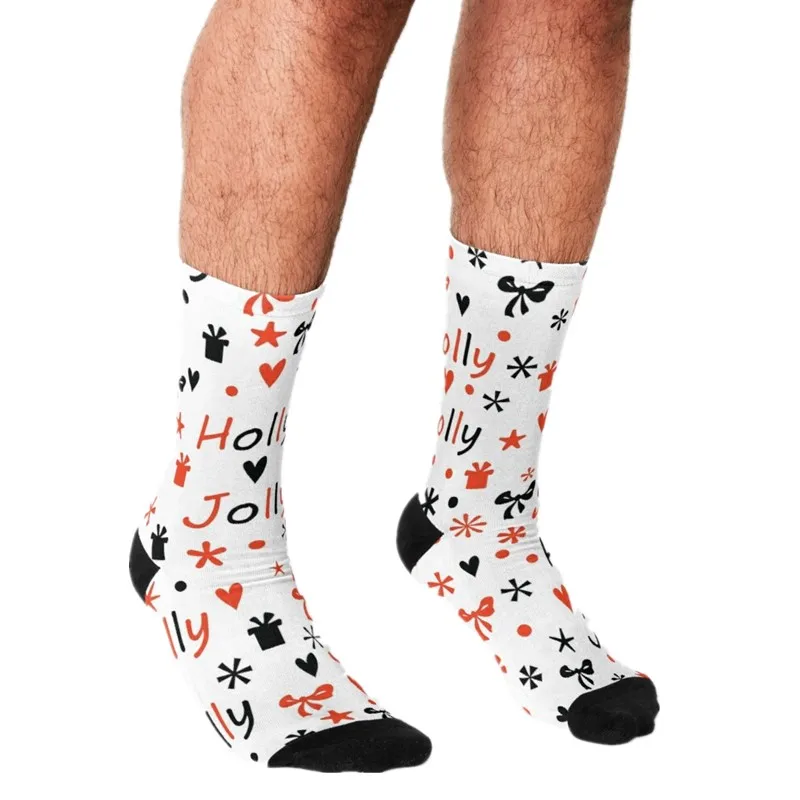 Забавные мужские носки с надписью на Рождество Падуба счастливые в стиле хип хоп