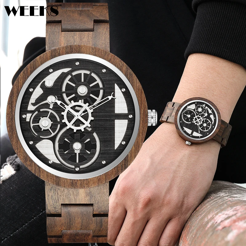 

Natural Wood Watch for Men Quartz Watches Creative Dial Bamboo Wooden Wristwatch Clock Male Dropshipping Box Relogio Masculino